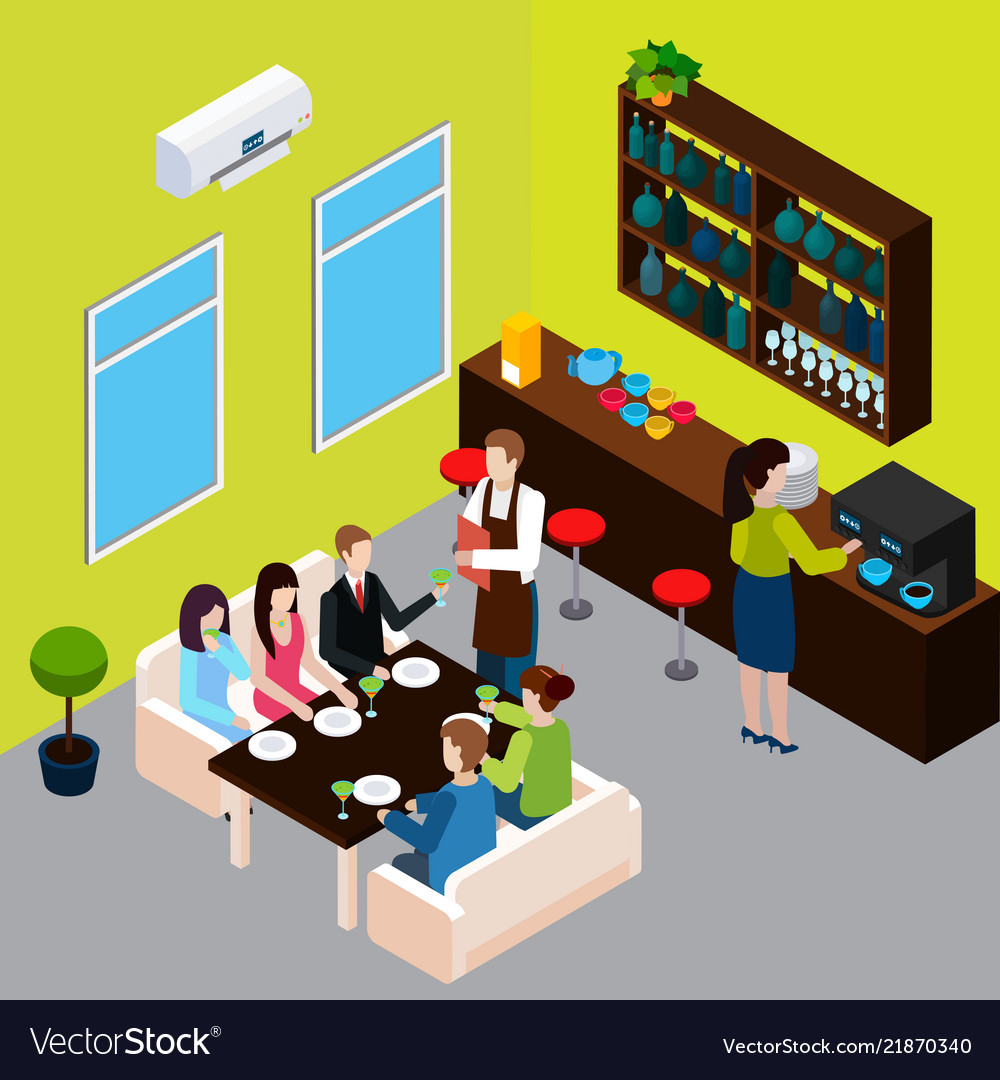 Restaurant isometric composition Royalty Free Vector Image