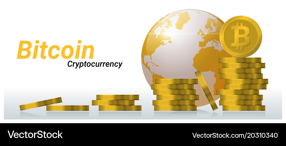 Virtual cryptocurrency concept with bitcoin Vector Image