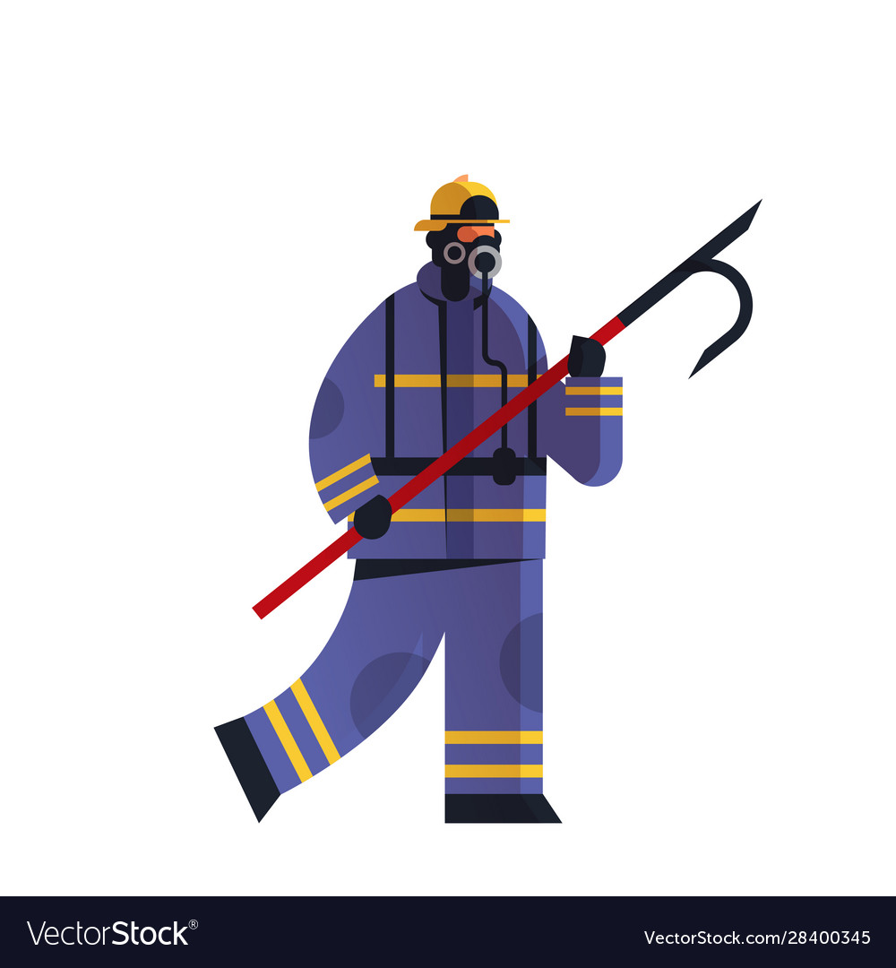 Brave fireman holding scrap firefighter wearing Vector Image