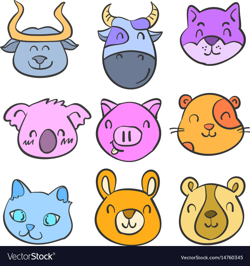 Doodle of animal cute funny style for kid Vector Image