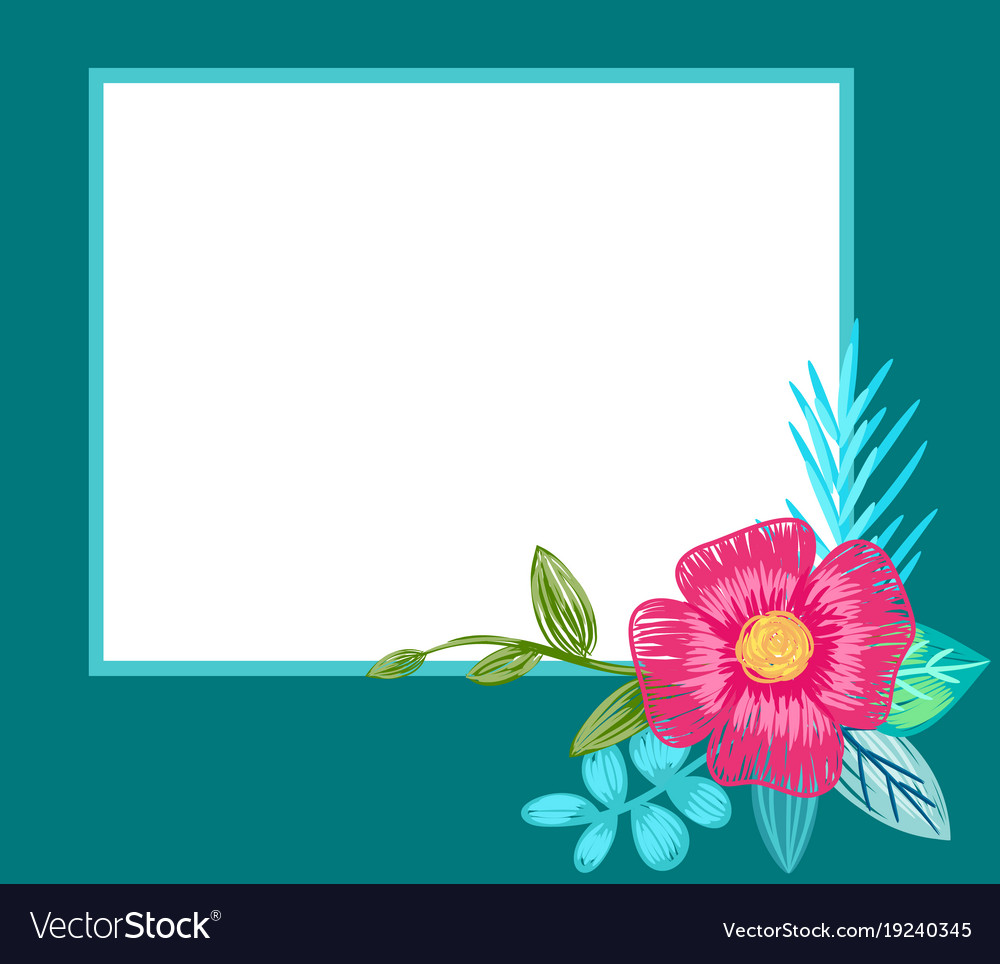 Photo frame design with hand drawn pink flower Vector Image