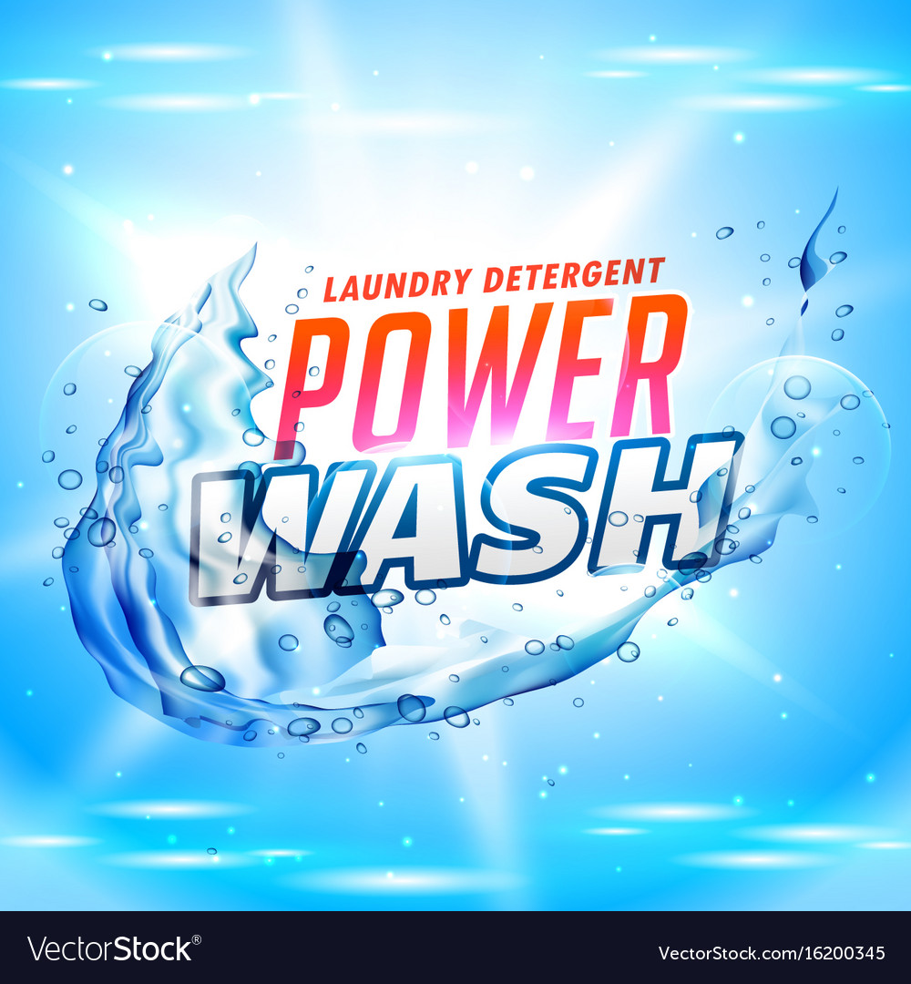 Power wash laundry detergent packaging concept Vector Image