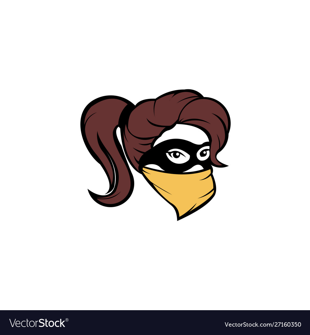 Bandit Girl Wearing A Cowboy Hat With Long Hair Vector Image