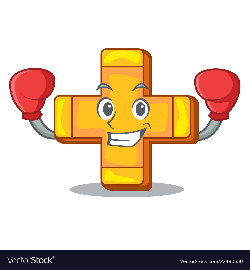 Boxing character line draw symbol plus sign Vector Image
