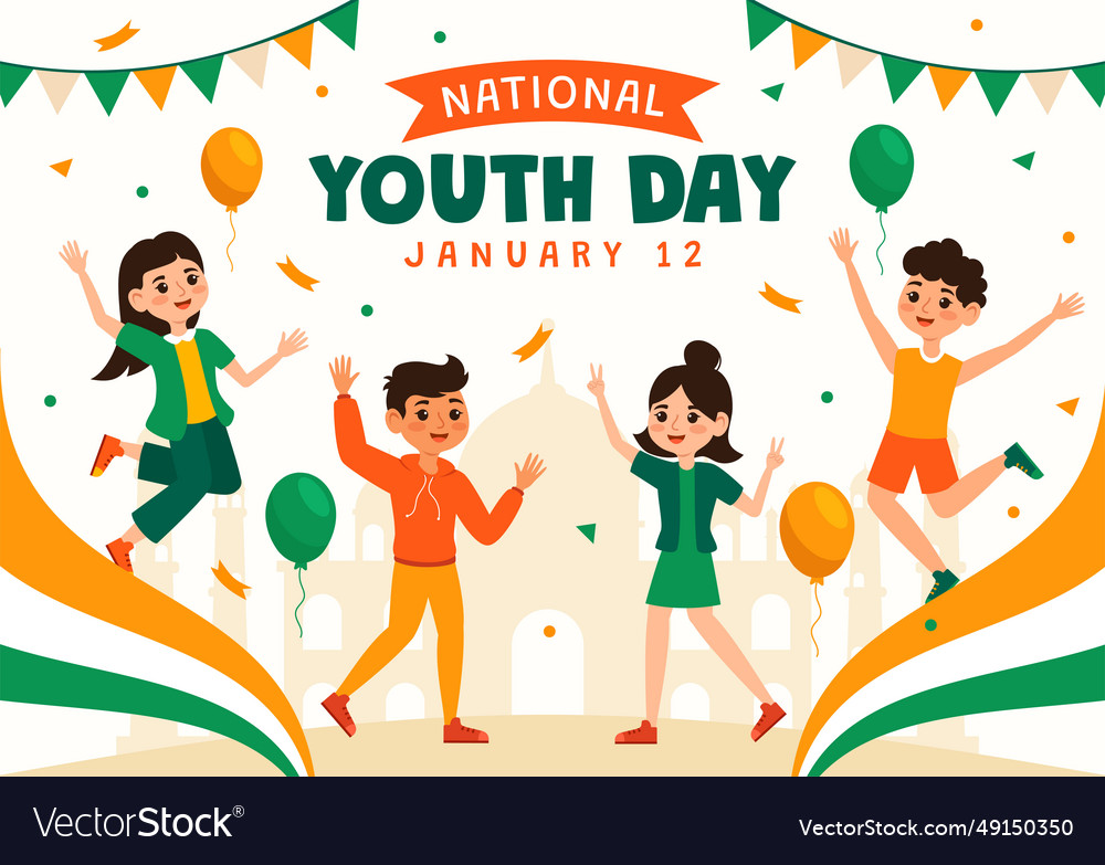 Happy international youth day of india Royalty Free Vector