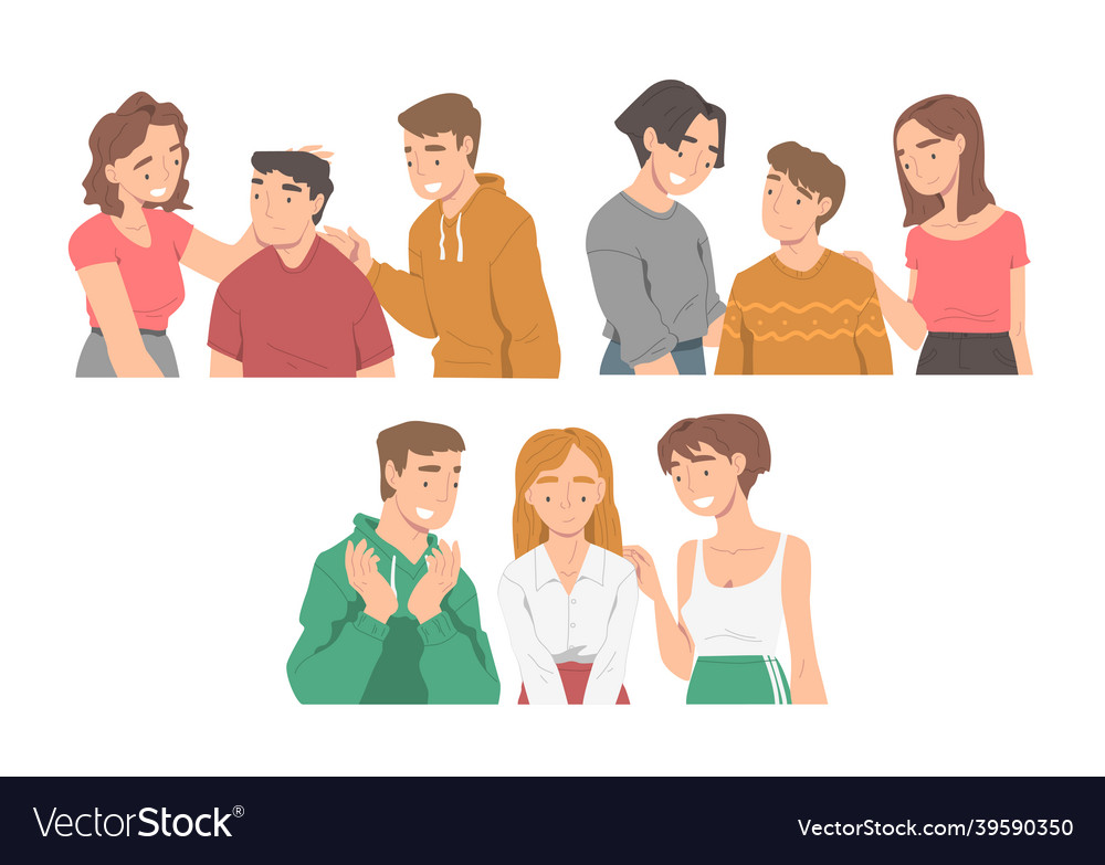 People character supporting friend encouraging Vector Image