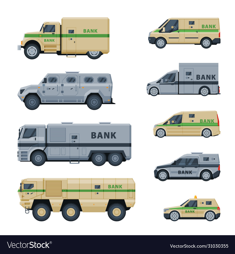 Bank Cash Car Vehicles And Trucks Collection Vector Image