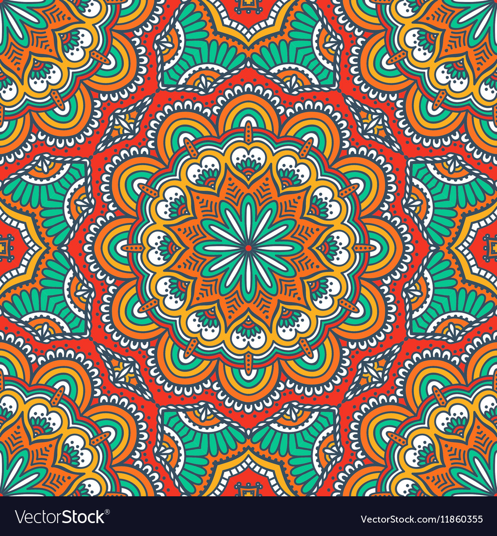 Ethnic floral seamless pattern Royalty Free Vector Image