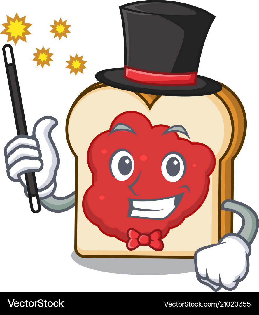 Magician bread with jam mascot cartoon Royalty Free Vector