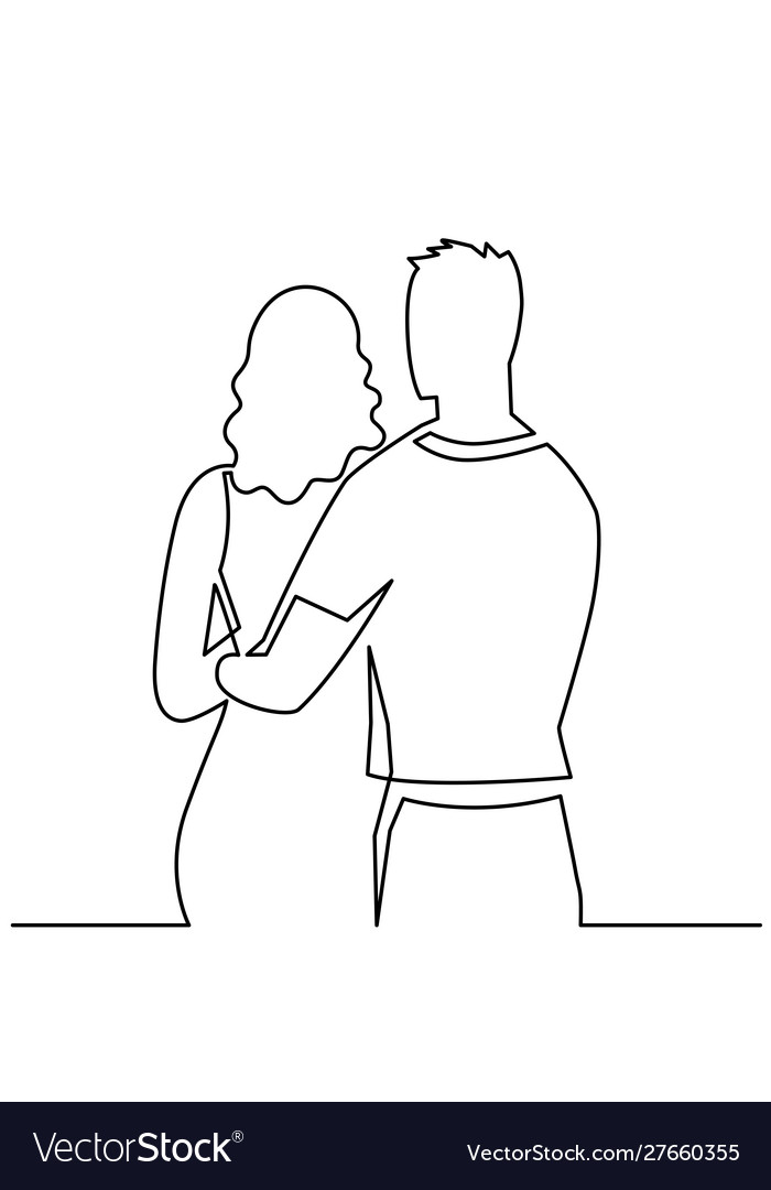 Romantic Relationship Continuous One Line Drawing Vector Image