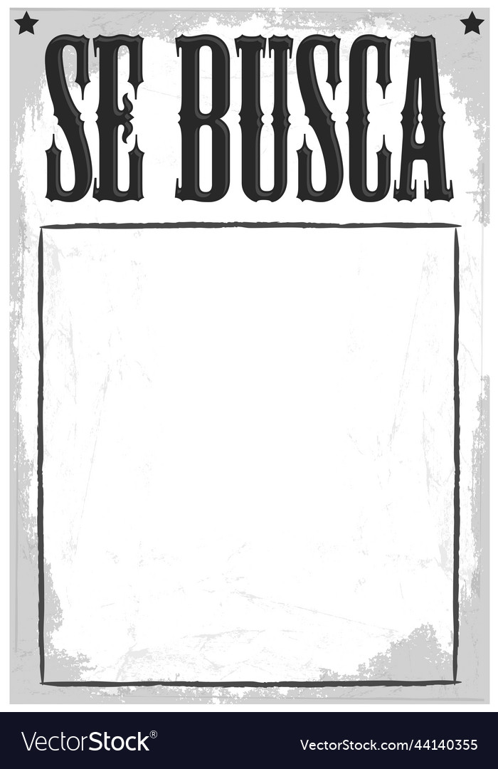 se-busca-wanted-poster-spanish-text-template-vector-image