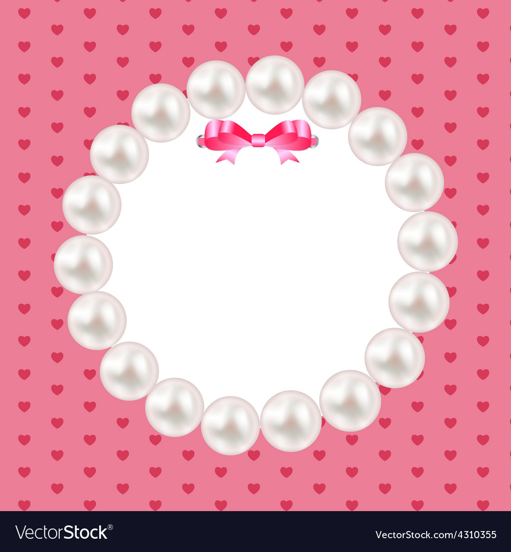 vintage pearl frame with bow background royalty free vector