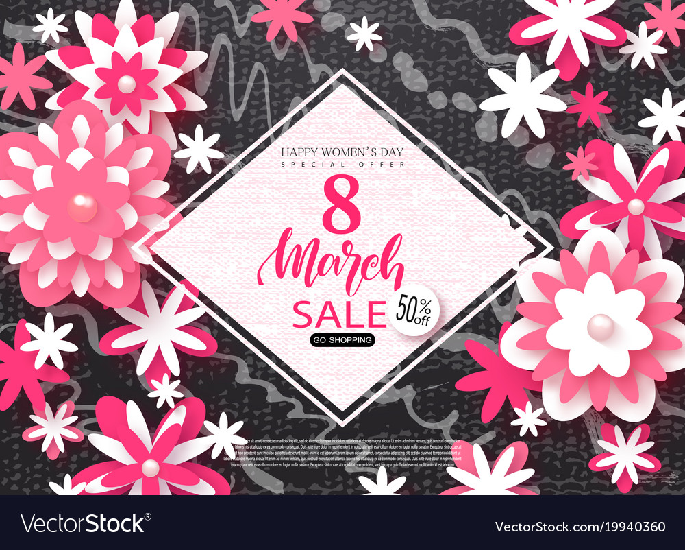 8 March Happy Womens Day Sale Banner Beautiful Vector Image
