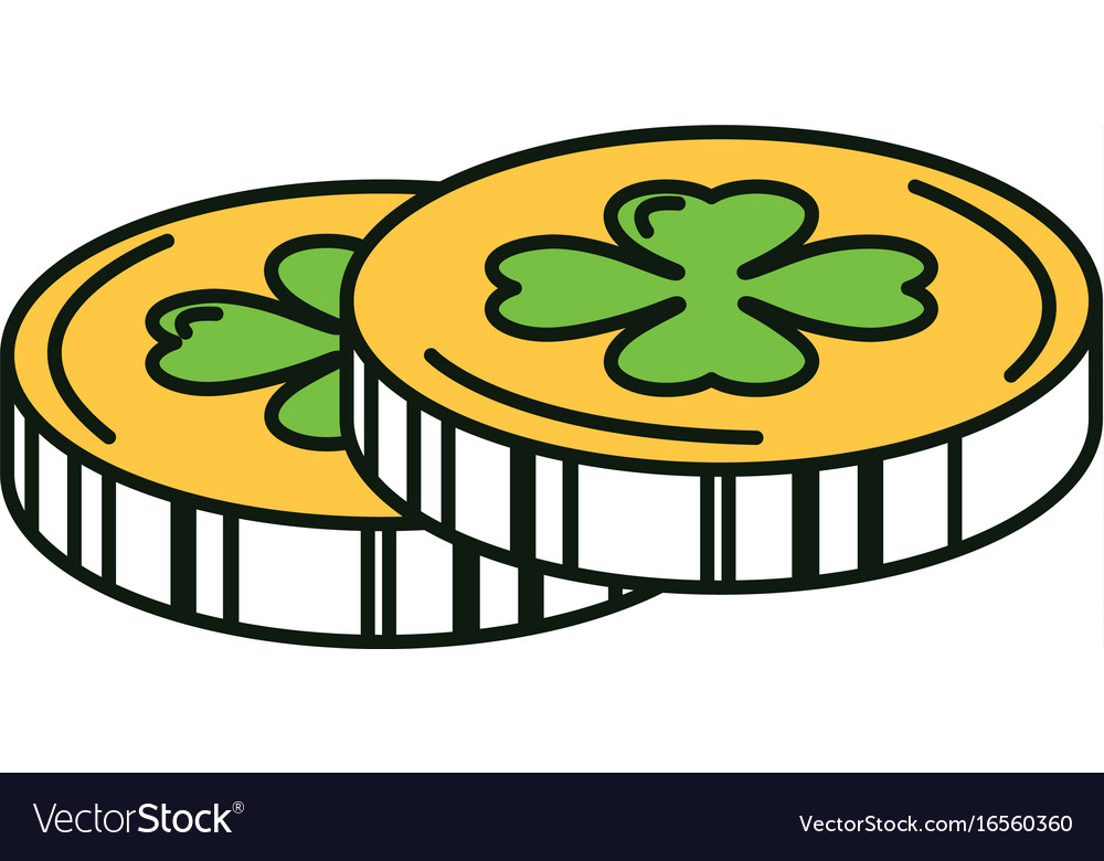 Coins with clover icon Royalty Free Vector Image