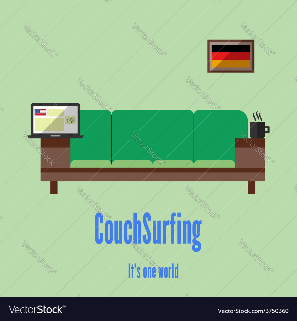 Couch Surfing Travel All Over The World For Free Vector Image