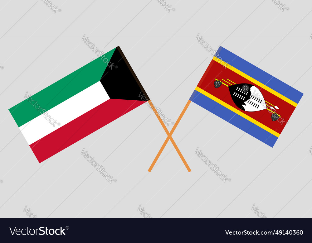 Crossed flags of kuwait and eswatini official Vector Image