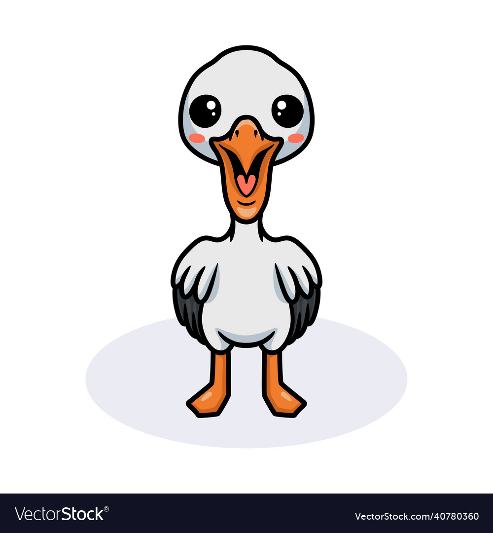 Cute pelican bird cartoon standing Royalty Free Vector Image