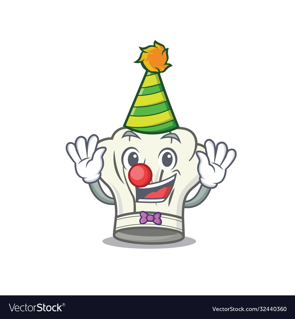 Funny clown cook hat cartoon character mascot Vector Image