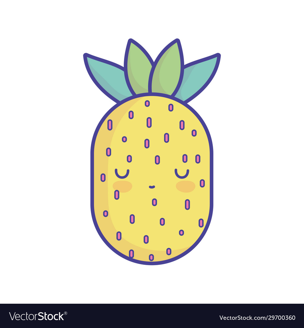 Pineapple tropical fruit cartoon food cute flat Vector Image Pineapple tropical fruit cartoon food cute flat Vector Image