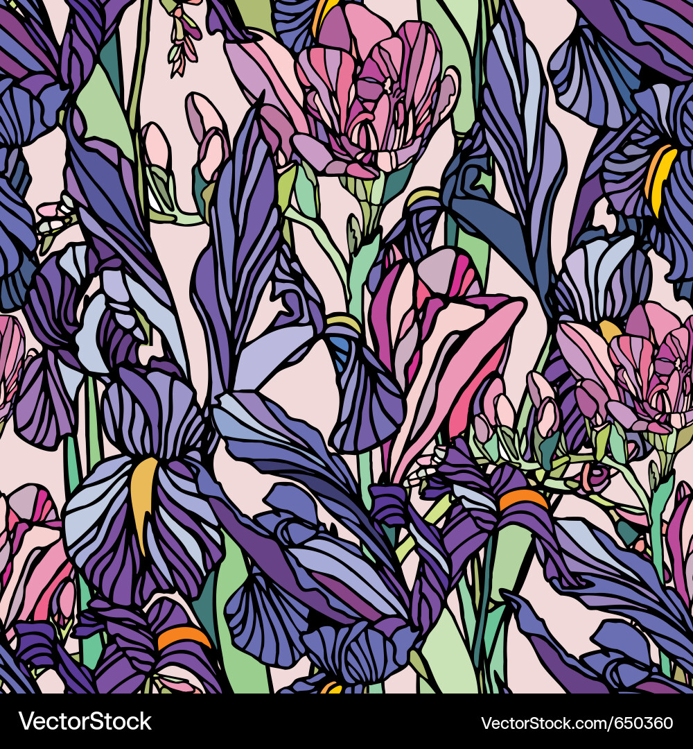 Seamless pattern with flowers Royalty Free Vector Image