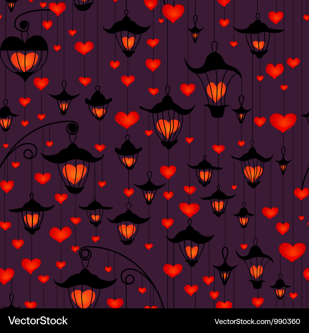 Seamless wallpaper with lanterns and heart Vector Image