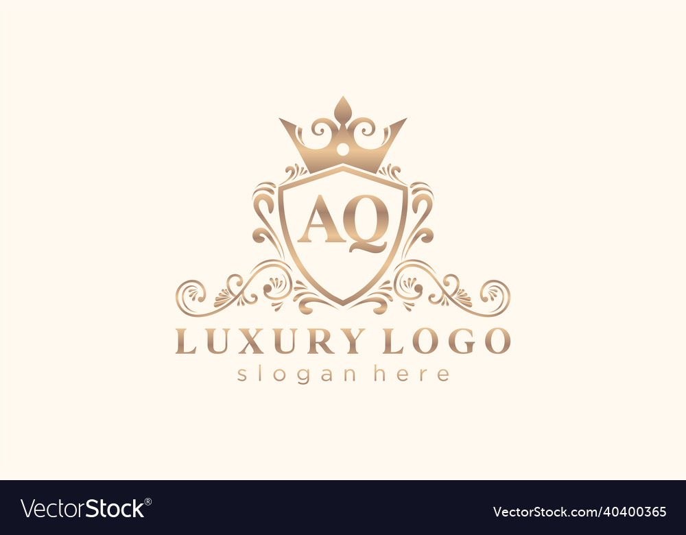 Initial aq letter royal luxury logo template Vector Image