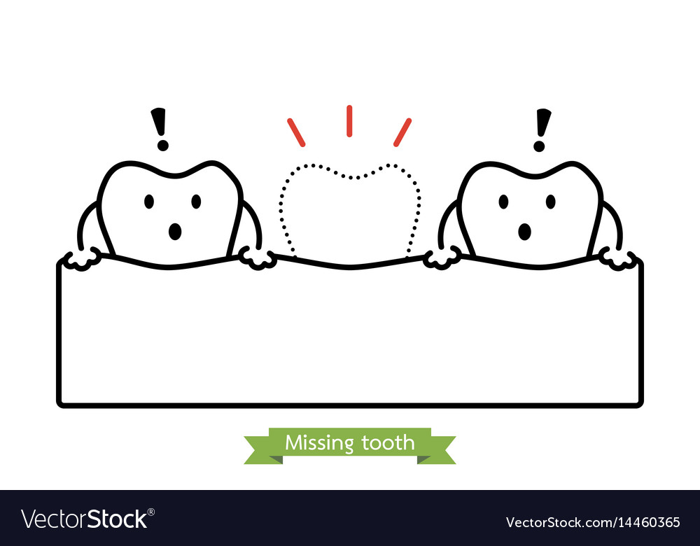 Missing tooth - cartoon outline style Royalty Free Vector Missing tooth - cartoon outline style Royalty Free Vector