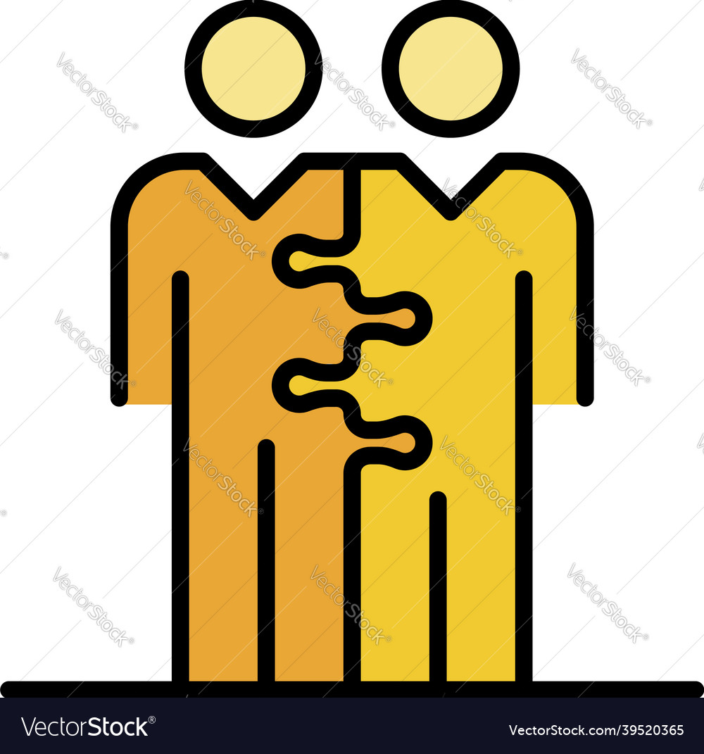 Two human figures in one icon color outline Vector Image