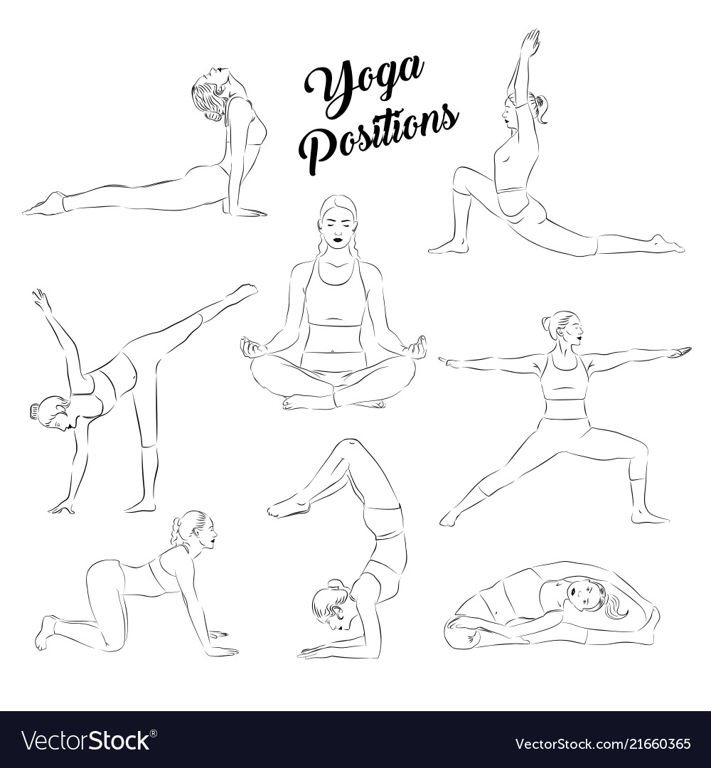 Yoga Positions Royalty Free Vector Image - Vectorstock