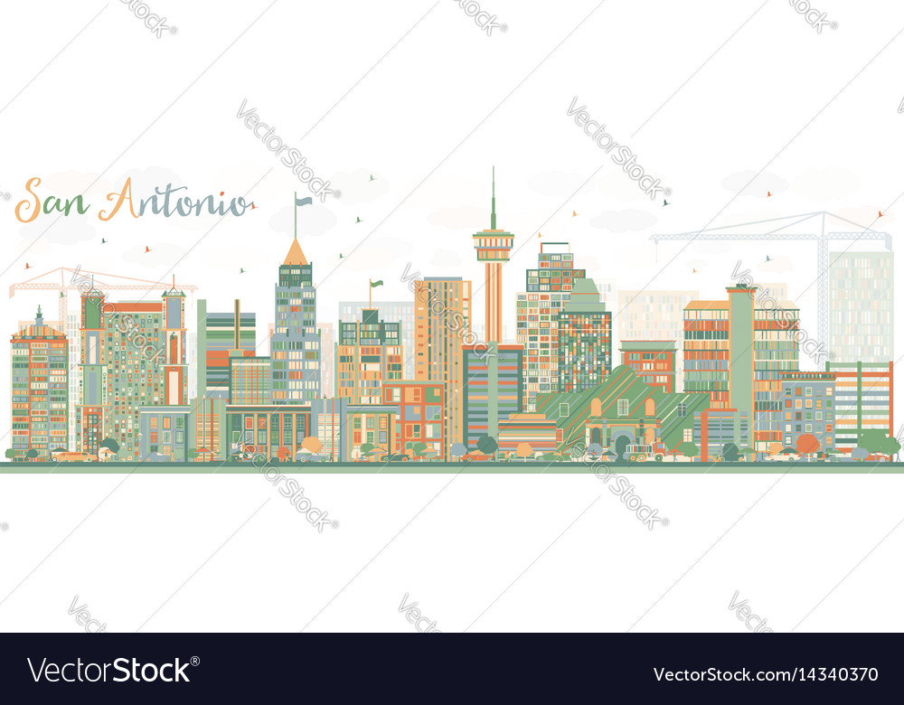 Abstract san antonio skyline with color buildings Vector Image