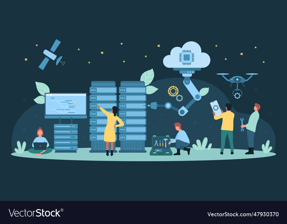 Datacenter technology ai hardware and software Vector Image