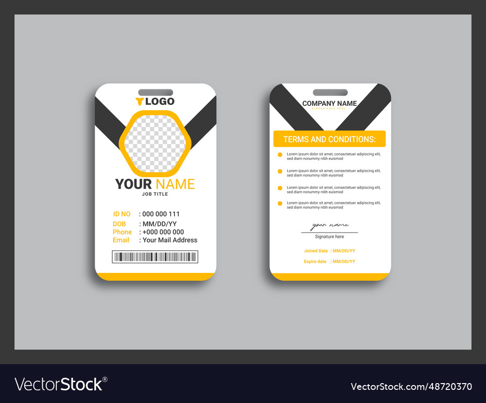 Id card template front and back Royalty Free Vector Image