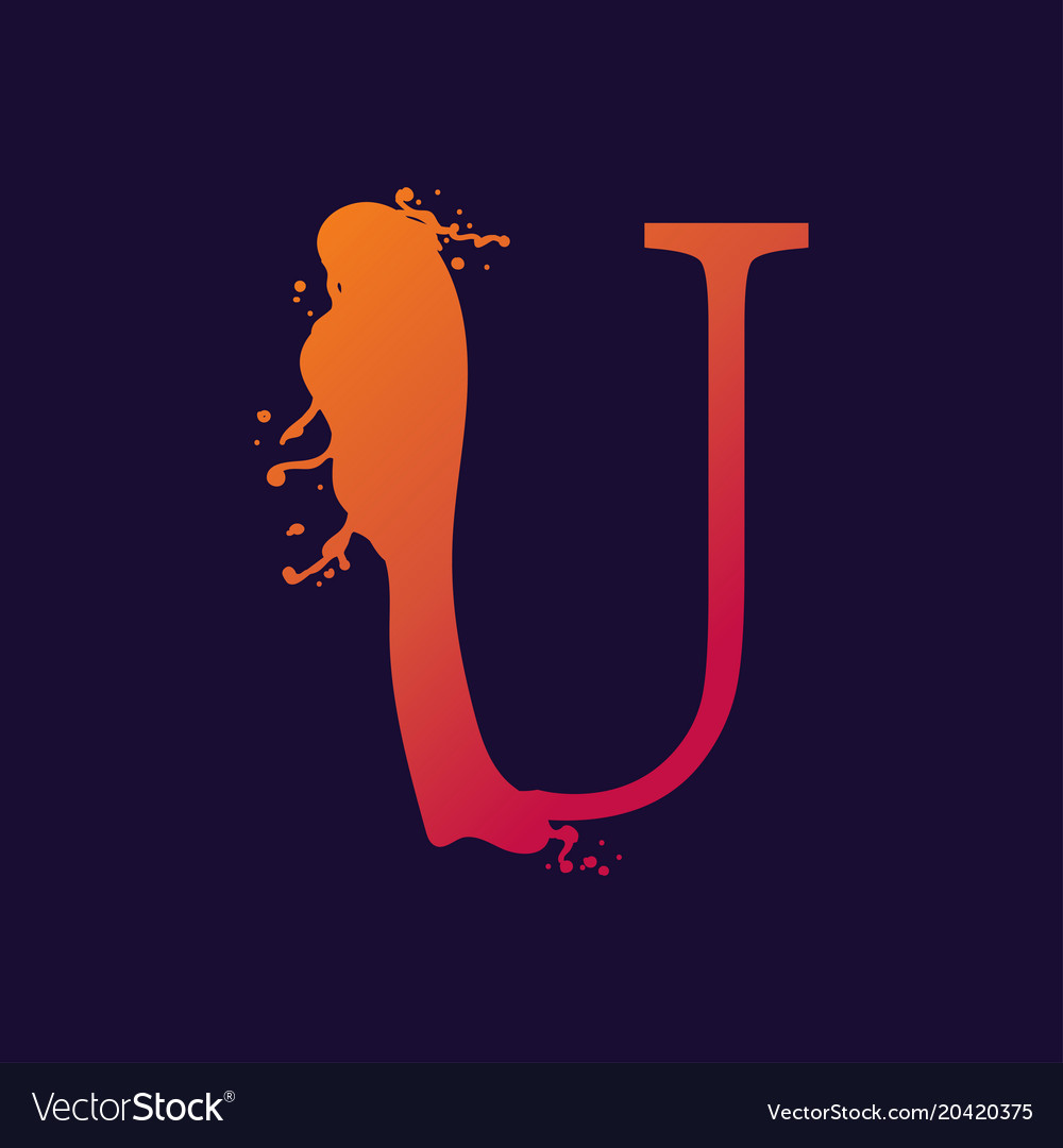 Alphabet letter stylized colorful liquid ink font