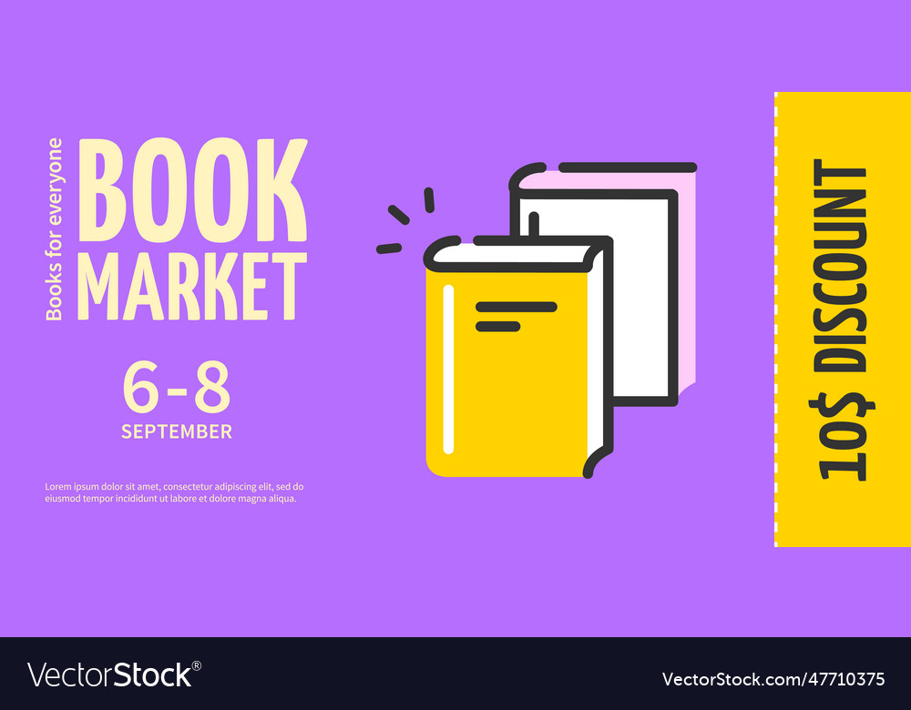 Book market coupon horizontal placard poster Vector Image