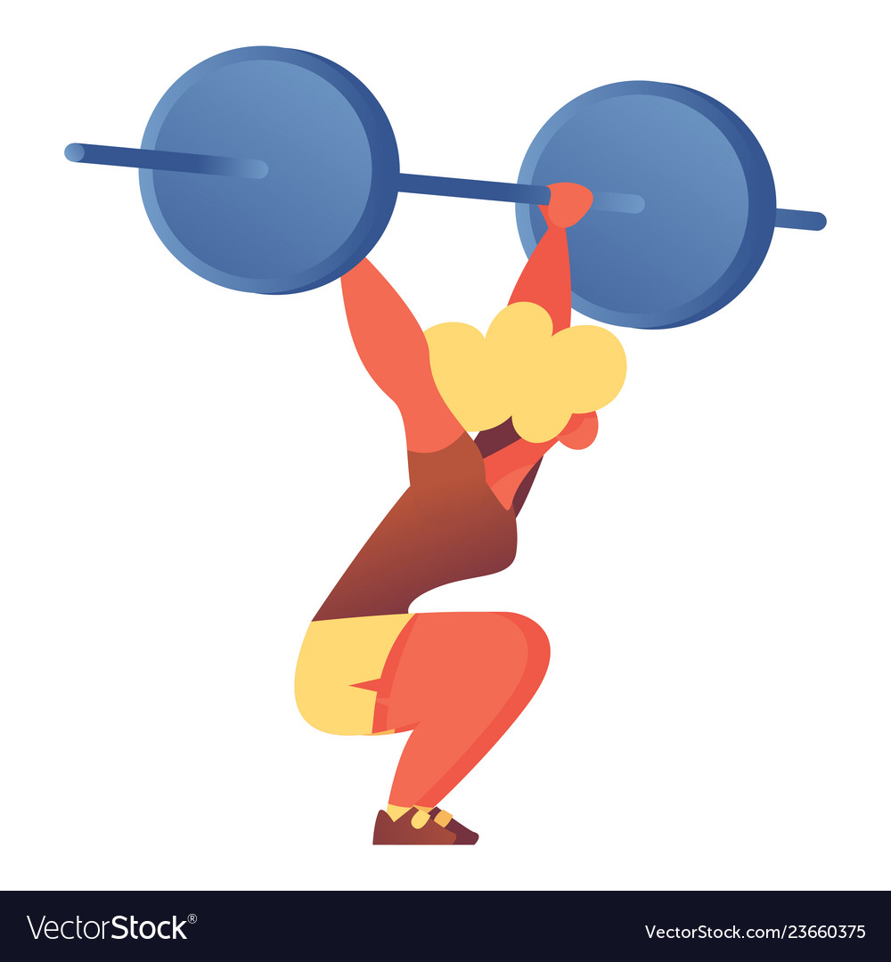 Flat character with barbell lifting it over head Vector Image