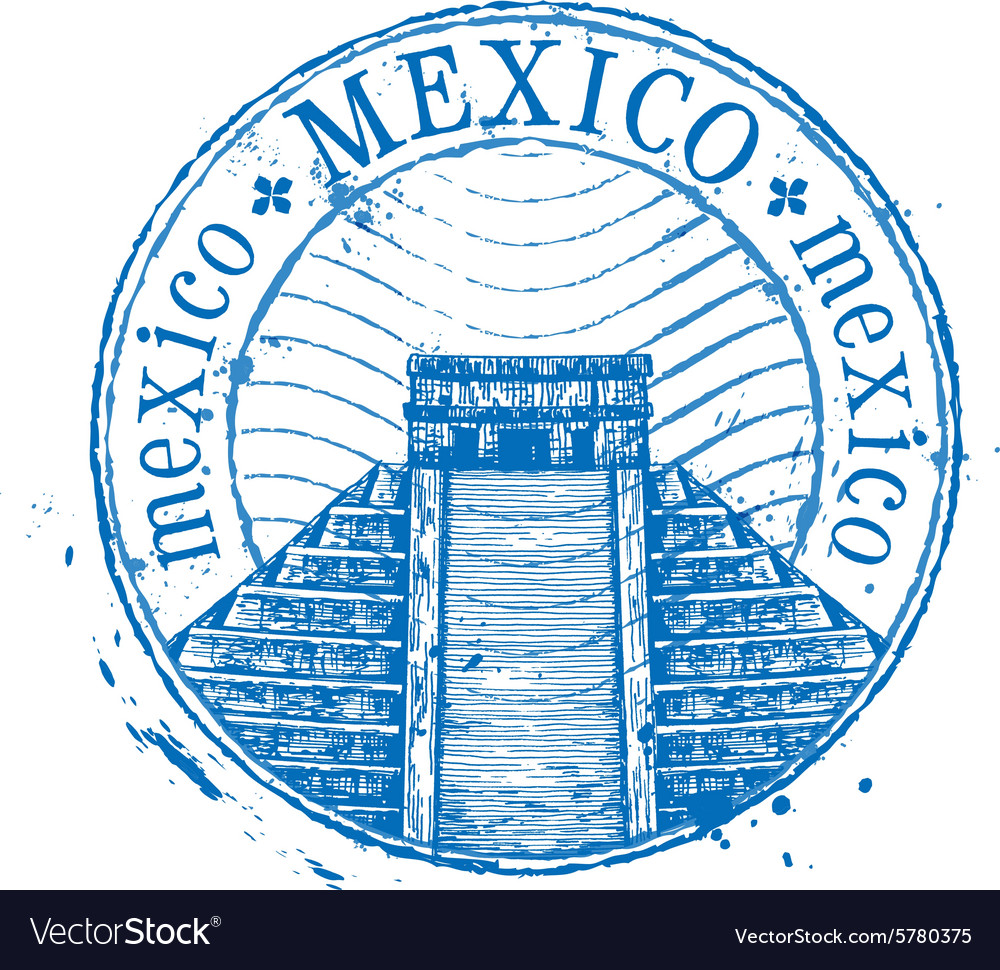 Mexico logo design template shabby stamp Vector Image