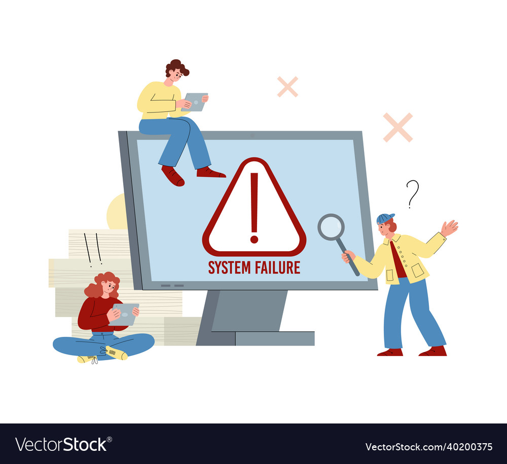 Operating system os error with people near Vector Image