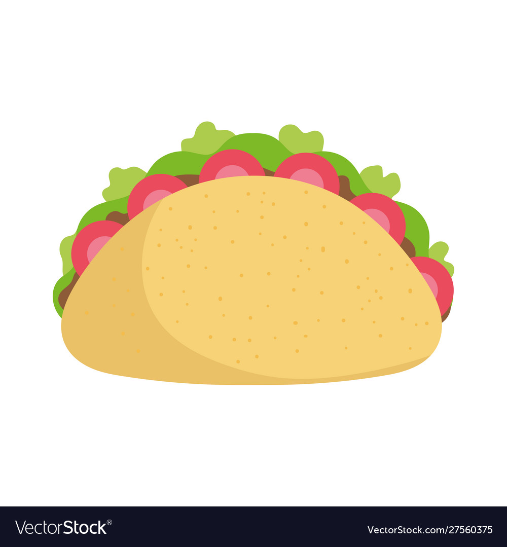 Taco tomatoes lettuce food tradition mexico icon Vector Image