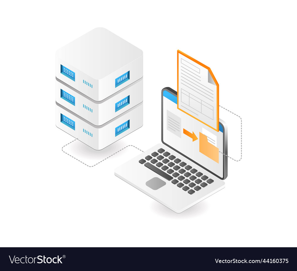 Transfer computer data to server Royalty Free Vector Image