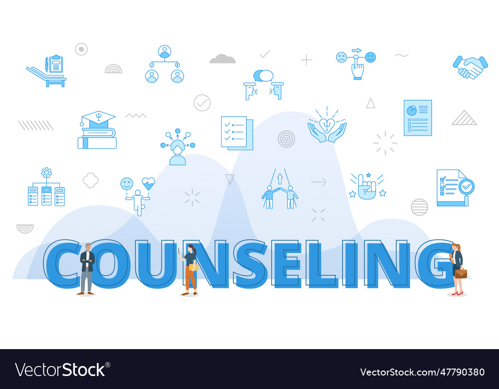 Counseling concept with big words and people Vector Image