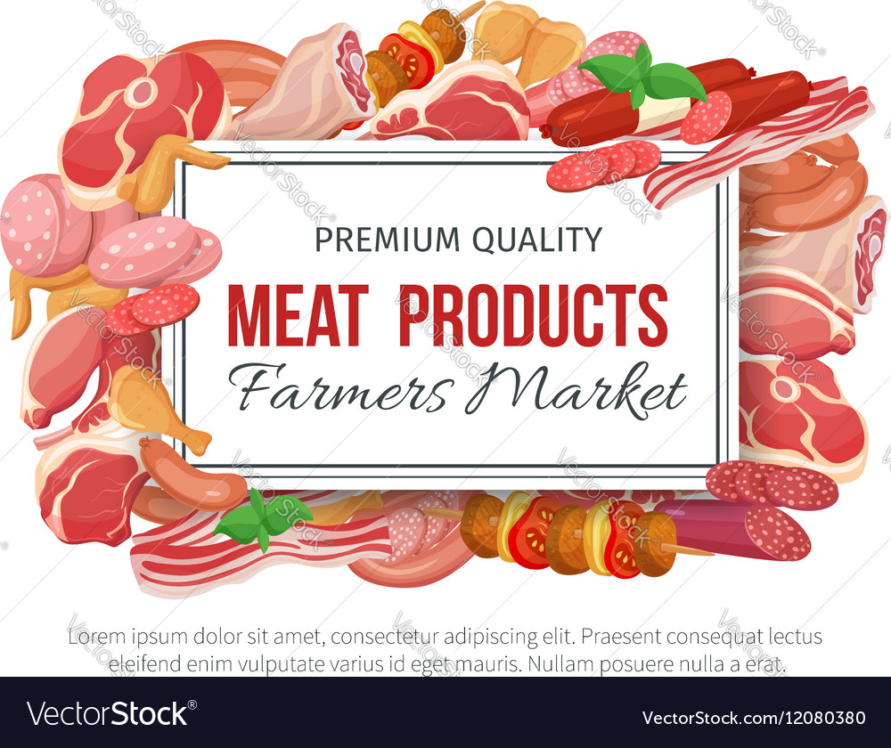 Gastronomic Meat Products Banner Menu Design Vector Image