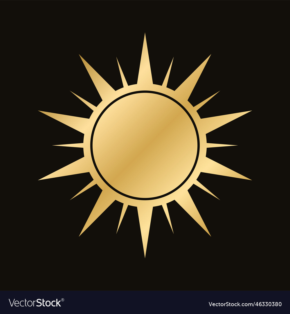 Gold boho celestial sun icon logo simple modern Vector Image