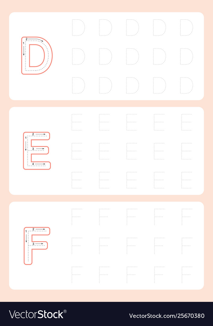 kindergarten tracing letters worksheets alphabet vector image