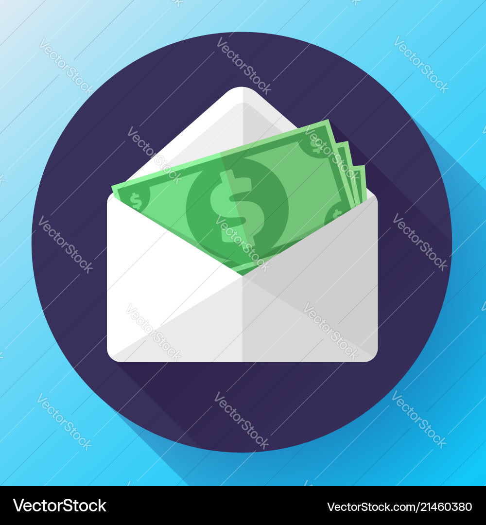 Salary in envelope increase money payroll Vector Image