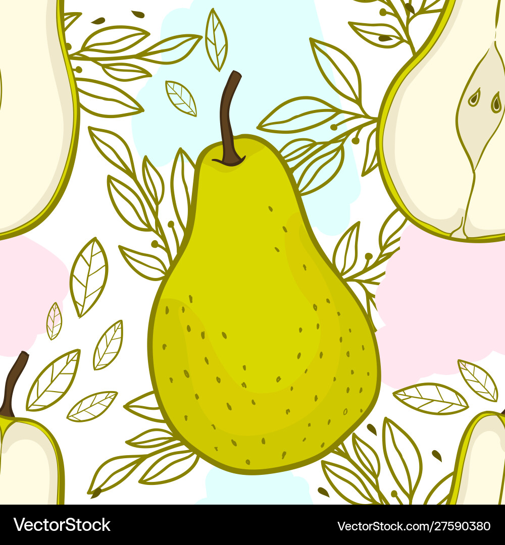 Seamless pattern with pears cute painted Vector Image