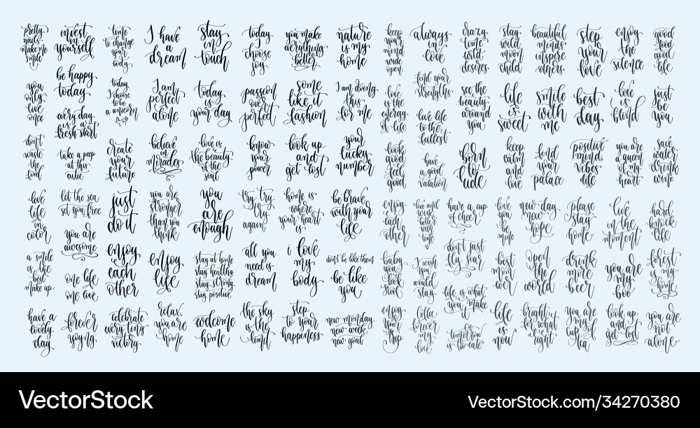 Set 100 Positive Quotes Design Motivation Vector Image