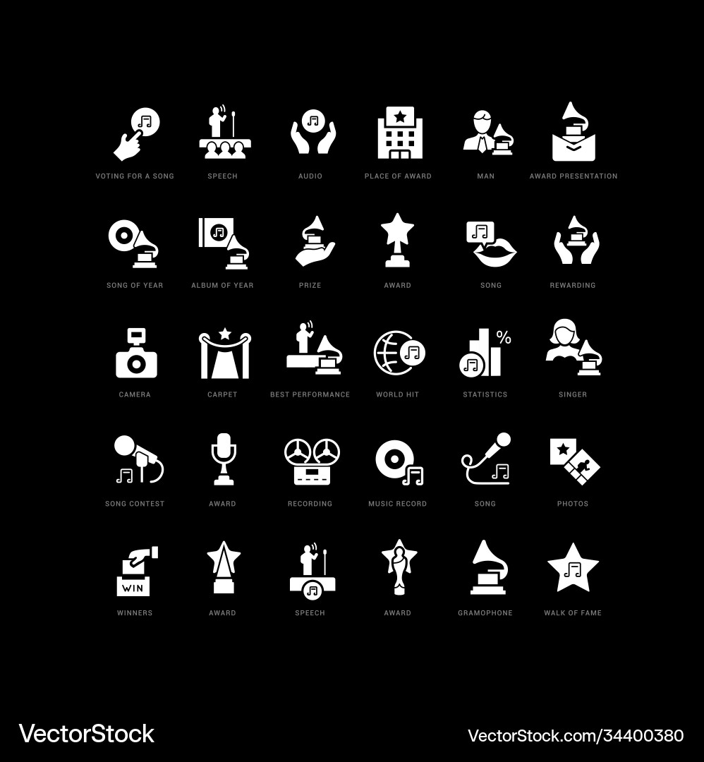 Simple icons music award Royalty Free Vector Image