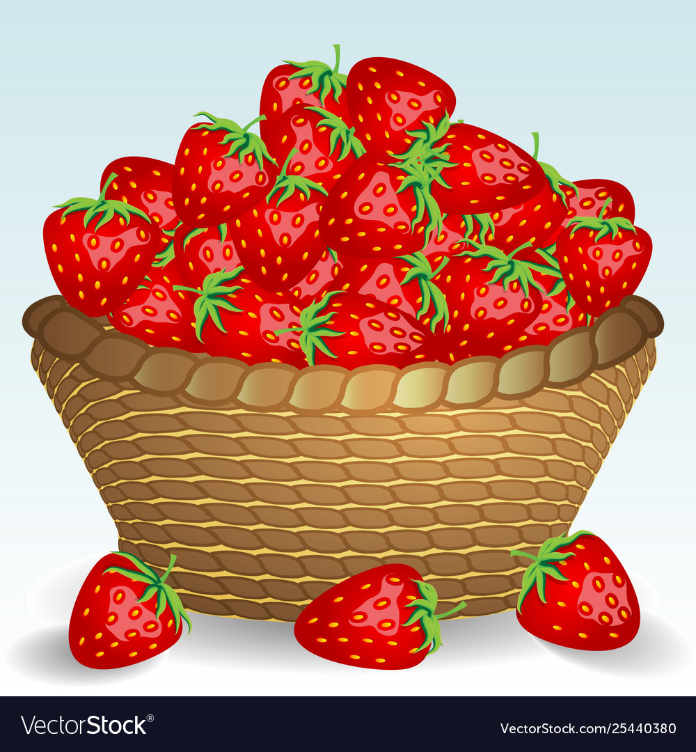 Wicker basket without a handle bowl full Vector Image