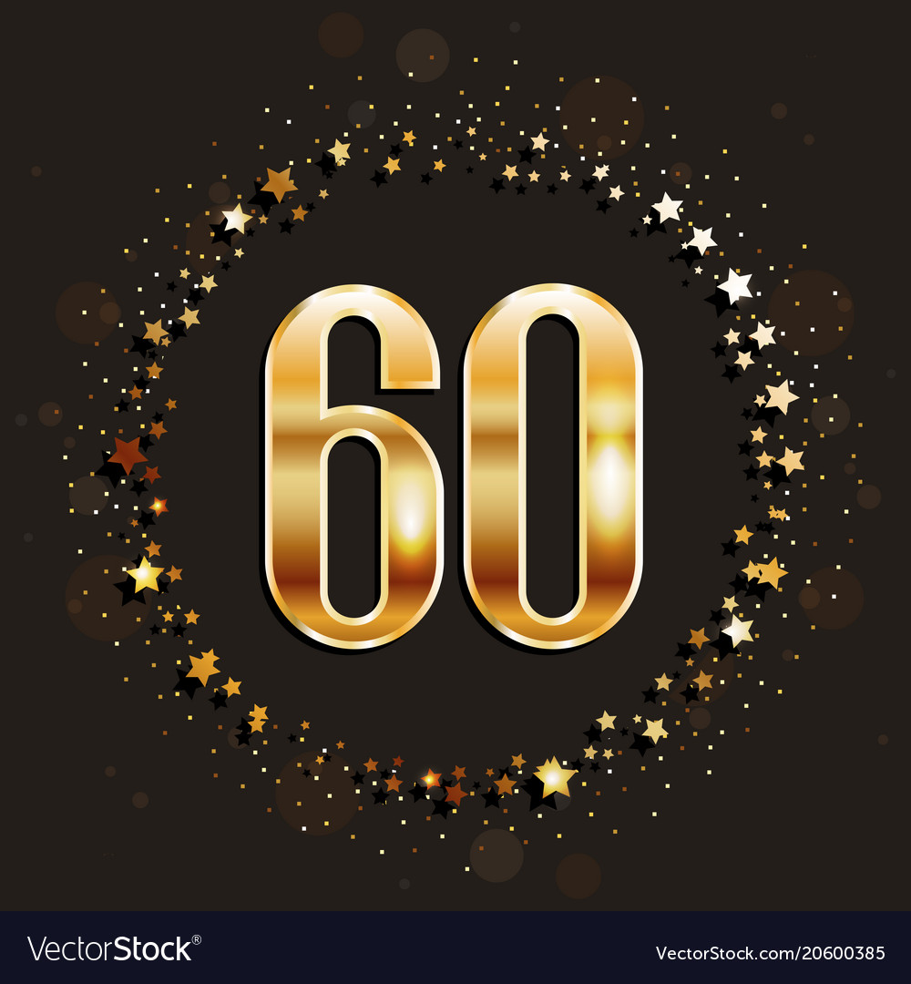 60 years anniversary gold banner Royalty Free Vector Image