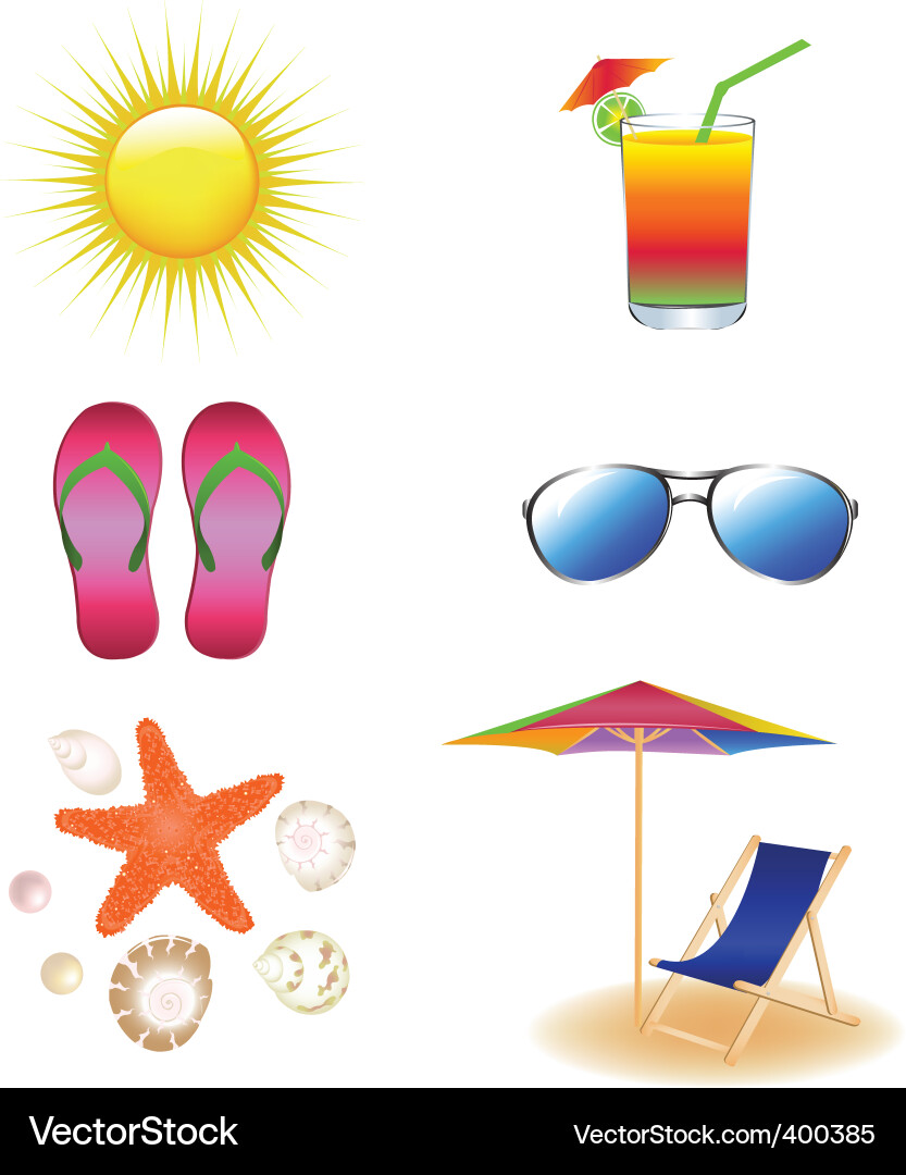 Beach icons Royalty Free Vector Image - VectorStock